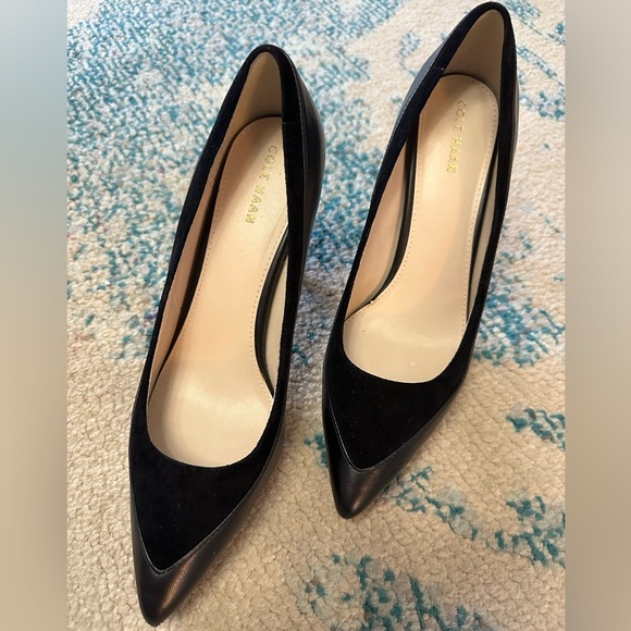 Cole Haan Valerie Pump Black Leather Suede Heels - Picture 2 of 10